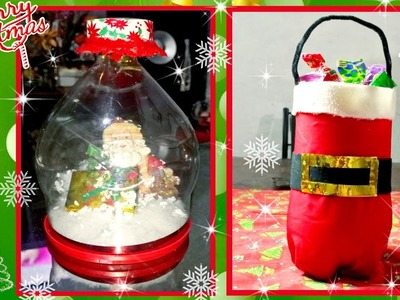 BOLA DE NIEVE Y DULCERO navideños || *DIY MANUALIDADES NAVIDEÑAS CON reciclaje Adornos navideños????????♻️