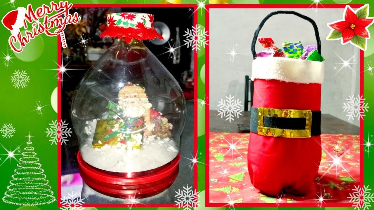 BOLA DE NIEVE Y DULCERO navideños || *DIY MANUALIDADES NAVIDEÑAS CON reciclaje Adornos navideños????????♻️