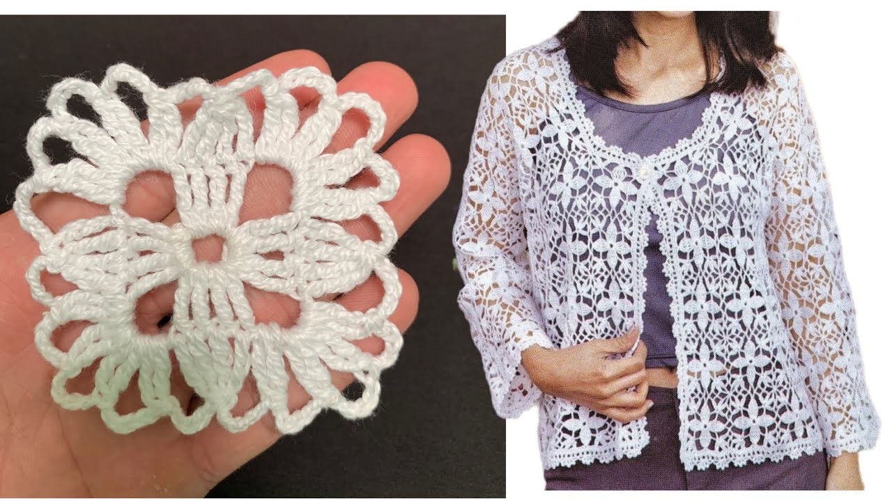 Motivo de cuadrado para un hermoso chaleco tejido a crochet paso a paso