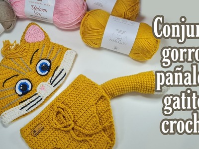 Gorro de gato tejido a crochet | Conjunto de gato | Crochet cat outfit for kids | MaríaDCrochet