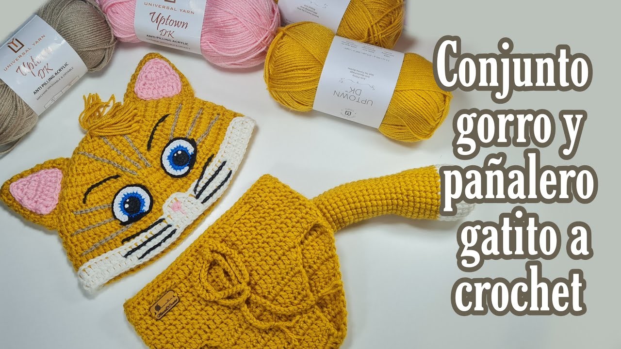 Gorro de gato tejido a crochet | Conjunto de gato | Crochet cat outfit for kids | MaríaDCrochet