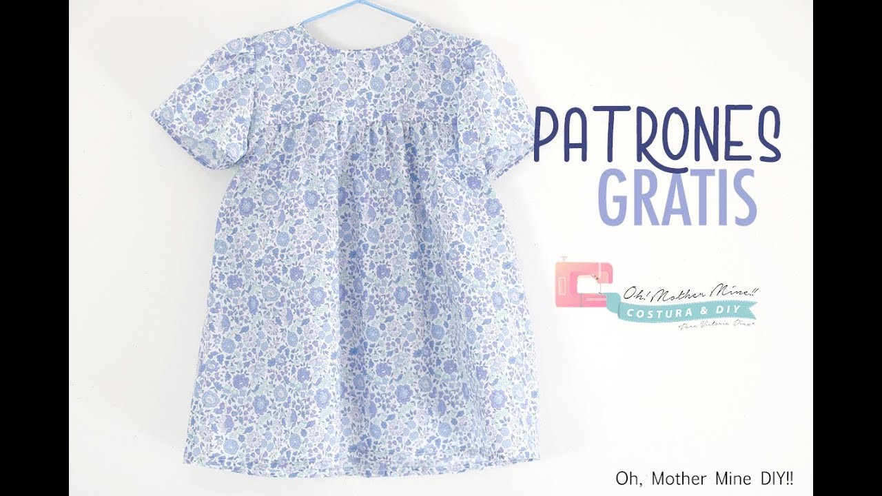 Patrones GRATIS: Vestido azul Liberty para niñas (tallas de 9 meses a 8 años)