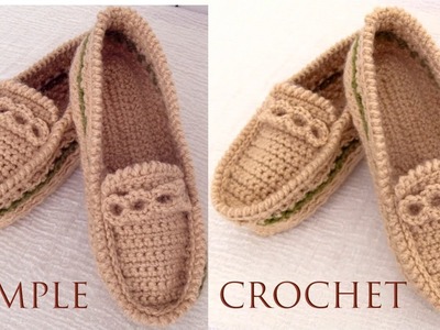 Zapatos a Crochet fáciles de tejer Mocasines tejidos con ganchillo
