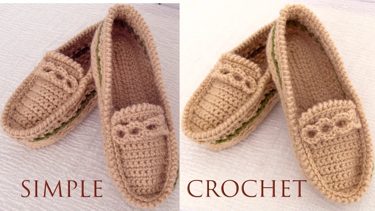Zapatos a Crochet fáciles de tejer Mocasines tejidos con ganchillo