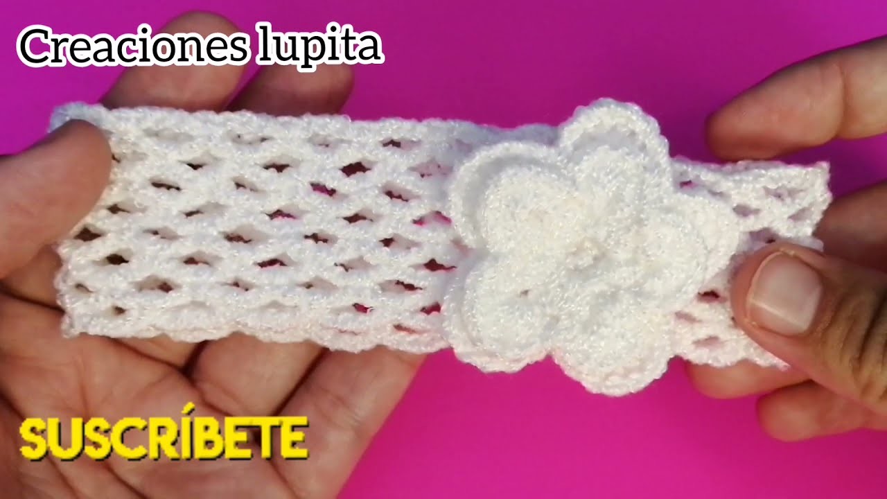 Diadema para bebé de 0 a 3 meses hecha a crochet
