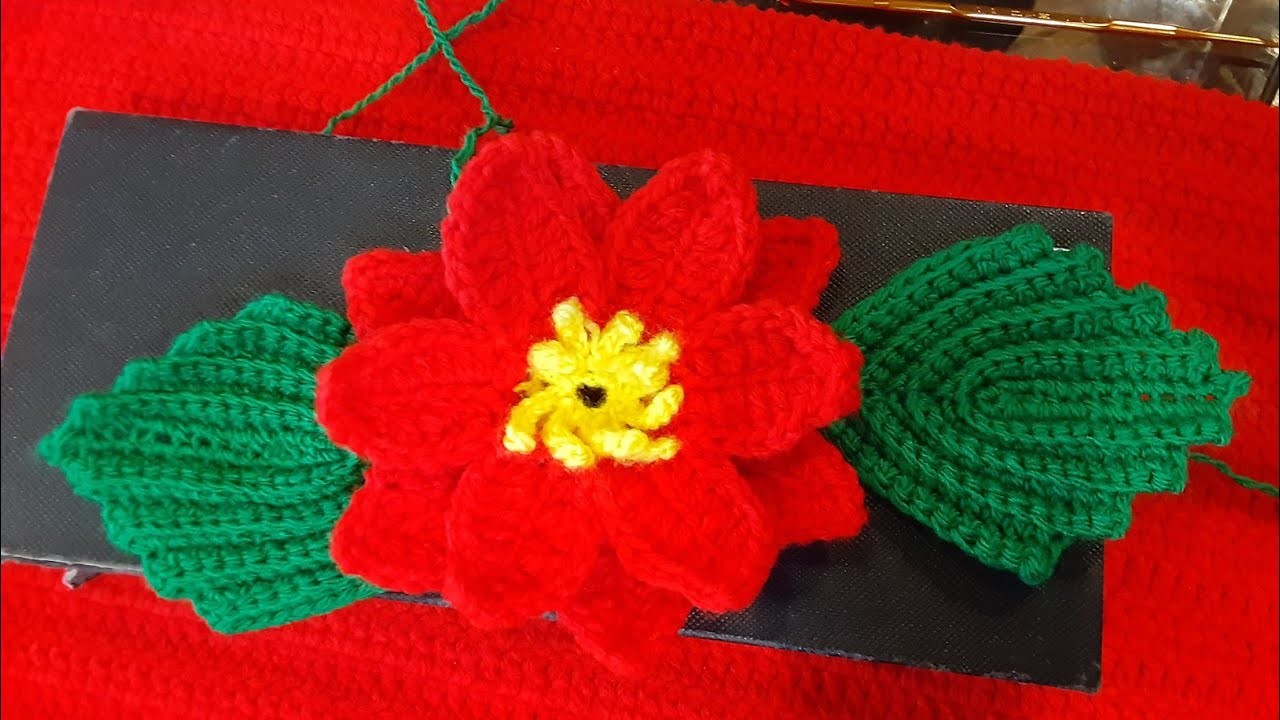Flor de pascua tejida a Crochet paso a paso