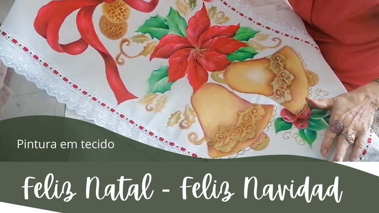 |Pintura em tecido - Natal - DIY| COMO PINTAR MOÑO, Y FLOR NOCHE BUENA DE LISTÓN