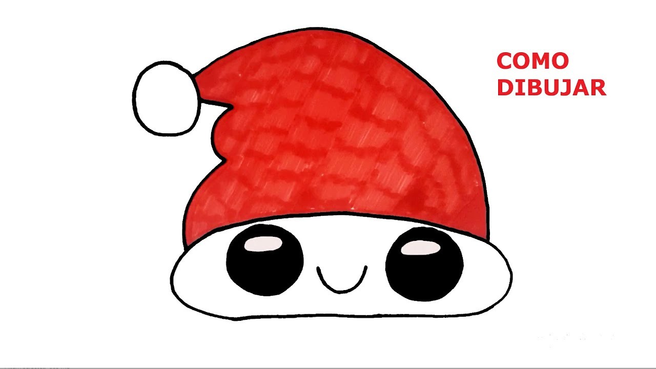 Cómo dibujar un GORRO DE Santa Claus || Dibujo de Gorro Sombrero de Navidad
