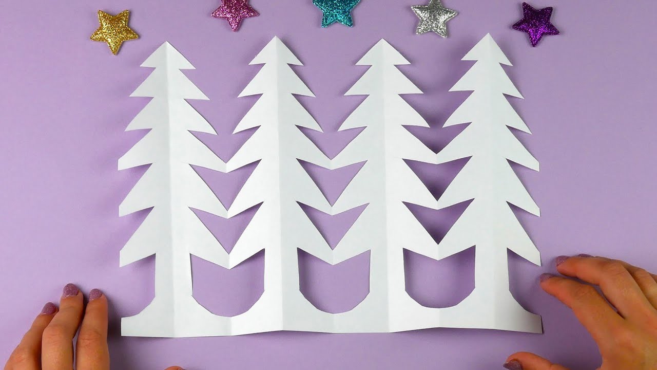 Cómo hacer una guirnalda de papel árboles de navidad [corte de papel]