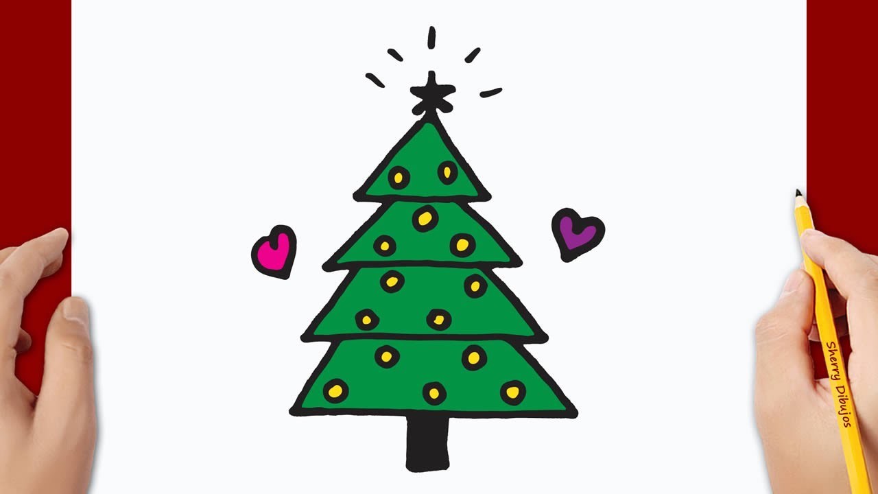 Dibujo de Navidad: Cómo dibujar un árbol de Navidad fácil