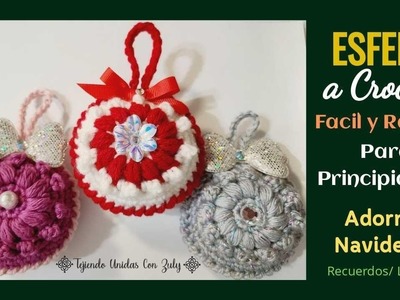 Esferas Navideñas a Crochet- Facil y Rapido- Para Principiantes- Adornos Navideños- Paso a Paso