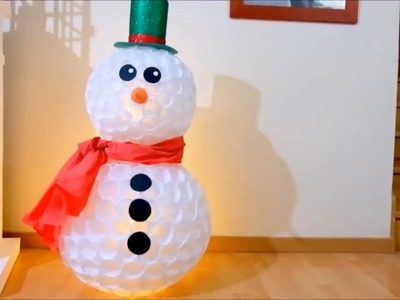 Muñeco de nieve con vasos de plástico para decorar en NAVIDAD #SHORTS