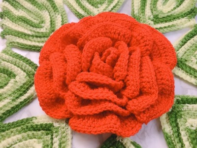 ???? Cómo Hacer Rosas Gigantes 3D a Crochet Para Centros De Mesa Tejido Muy Fácil Paso a Paso ????