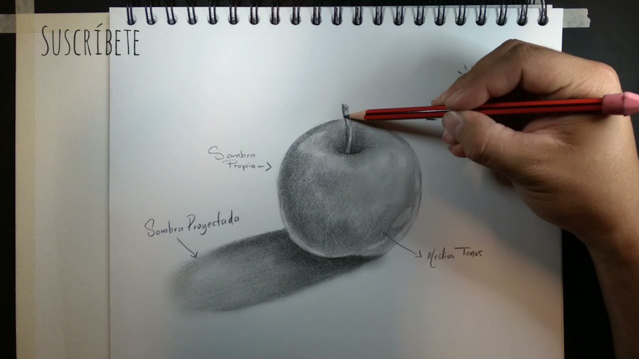 Tipos de sombras. Cómo dibujar una Manzana realista FÁCIL #ART