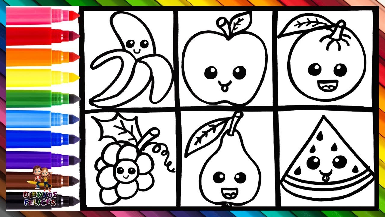 Dibuja y Colorea Frutas ???????????????????????? Dibujos Para Niños
