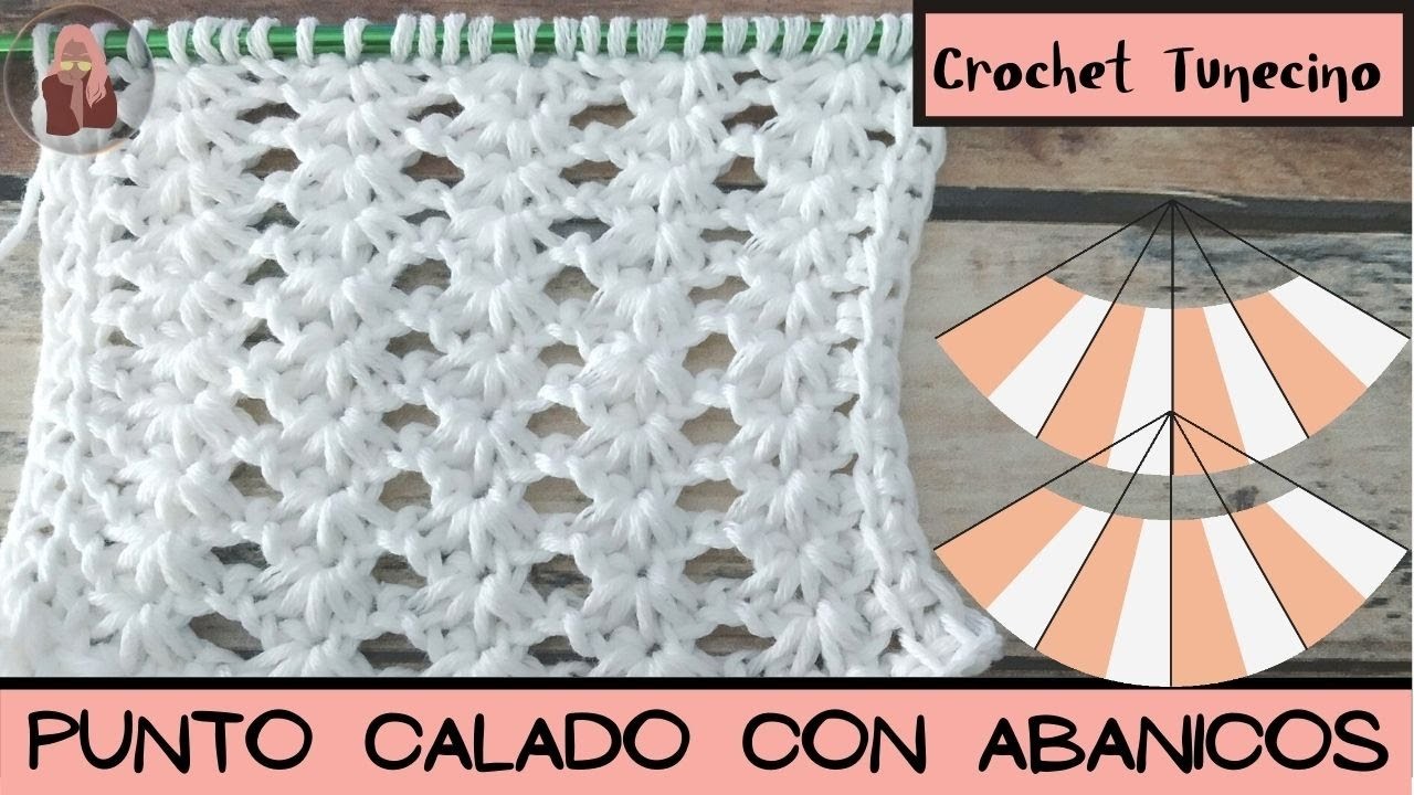 Punto CALADO con Abanicos | Crochet Tunecino - SHELLS Stitch  | Tunisian Crochet ❣
