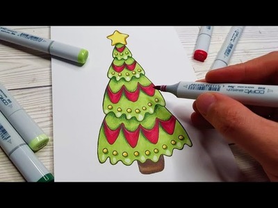 Como desenhar uma árvore de NATAL ???????? Cómo dibujar un árbol de NAVIDAD