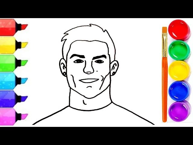 Cómo dibujar y Colorear Cristiano Ronaldo⚽️⚽️⚽️ Dibujos Para Niños