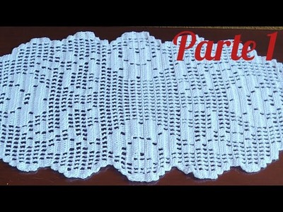 Como tejer camino de mesa  a crochet en técnica filet ( parte 1 )