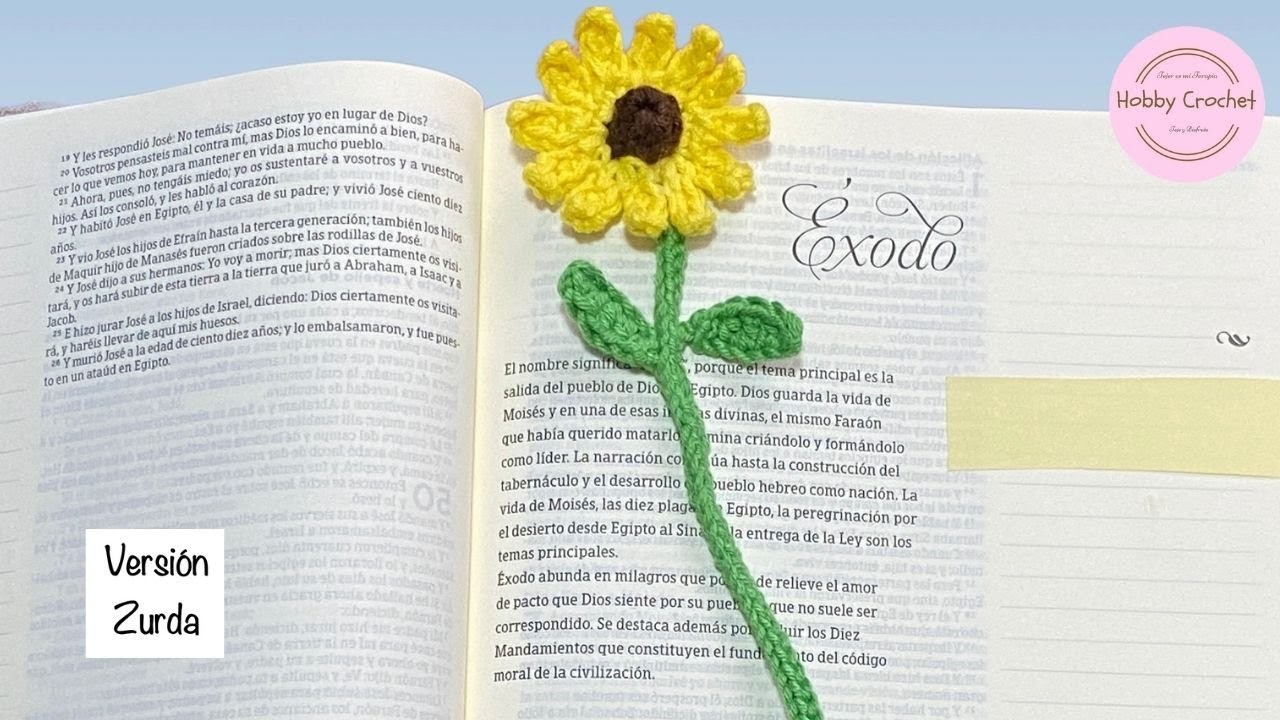 Girasol Marca Libros a crochet paso a paso (Versión Zurda)