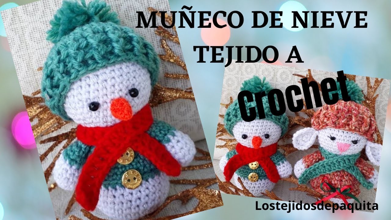 Muñeco de Nieve tejido a crochet en la técnica de amigurumi  1.3  (Cuerpo, Brazos, Nariz)
