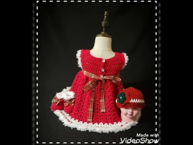Vestidos navideños para niñas tejidos a ganchillo