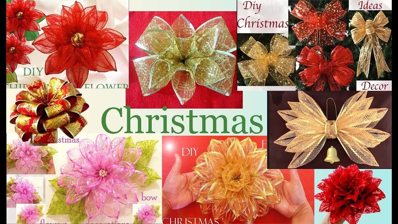 10 Modelos diferentes de como hacer flores moños para hacer regalos para Navidad