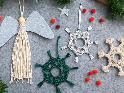 ❆ DIY NAVIDAD | ANGEL Y COPOS DE NIEVE EN MACRAMÉ | Christmas Macrame Snowflakes