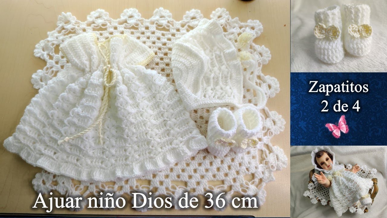 ZAPATITOS NIÑO DIOS DE 36CM en crochet PASO A PASO 2 de 4
