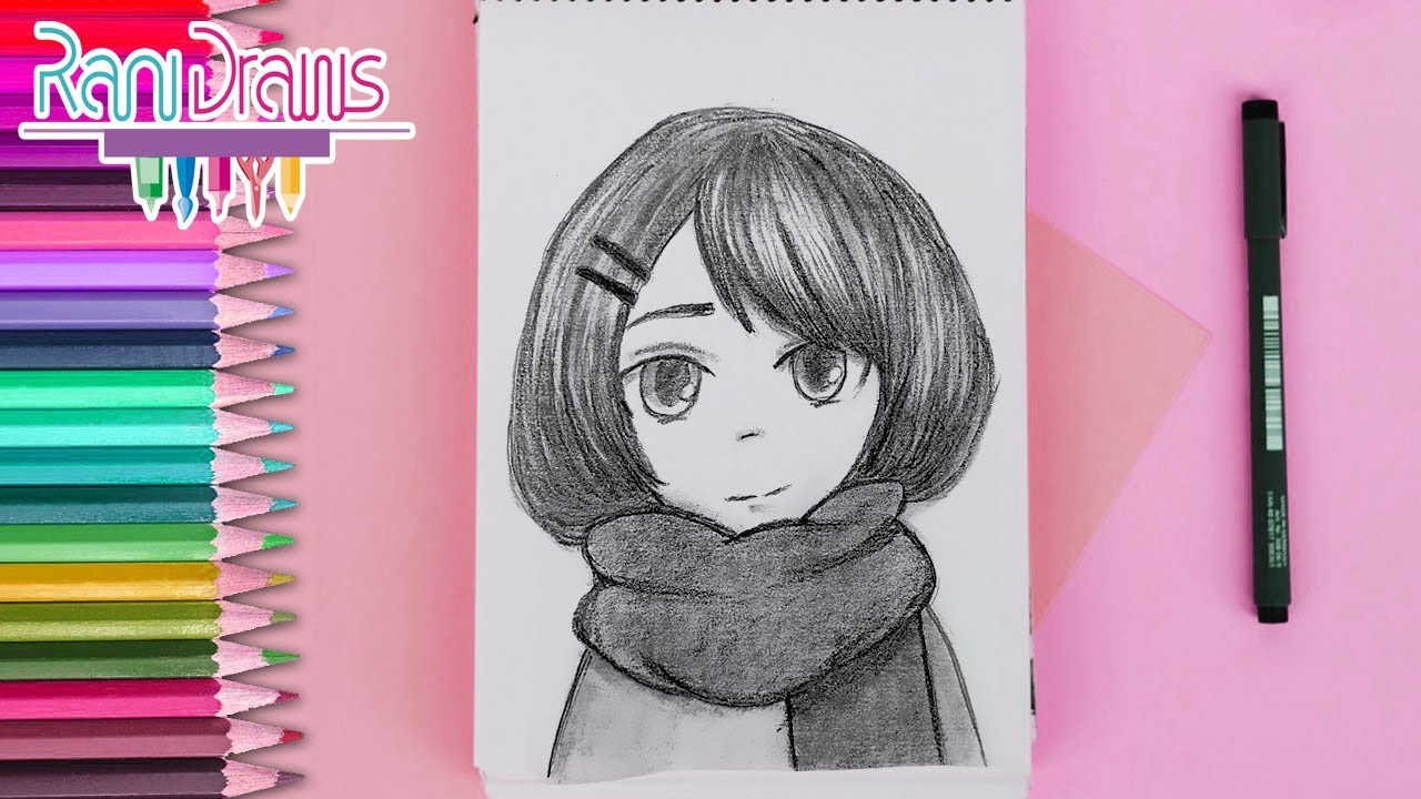 Cómo dibujar a una CHICA CON BUFANDA con LÁPIZ - ideas de dibujos fáciles