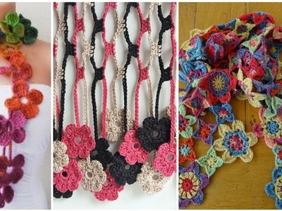 Increíble diseño e ideas para damas de patrones de bufanda de flores de ganchillo