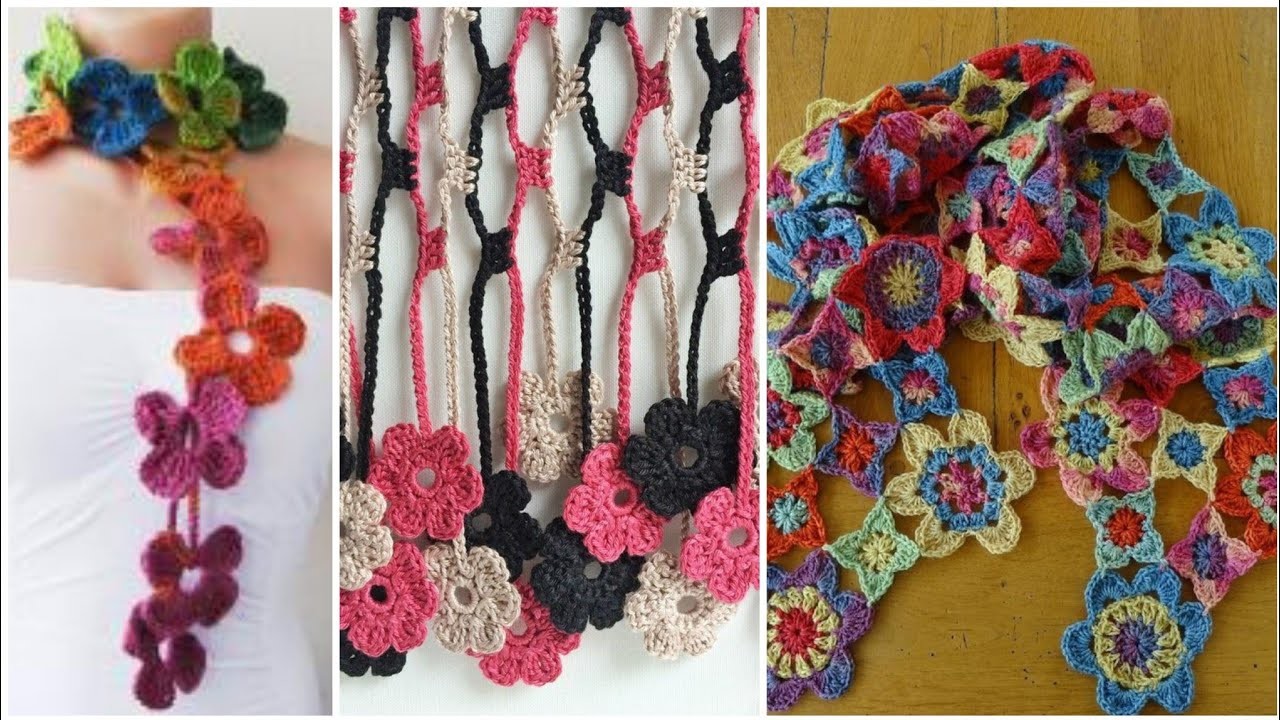 Increíble diseño e ideas para damas de patrones de bufanda de flores de ganchillo