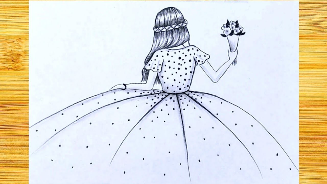Cómo dibujar una novia. Una niña con un hermoso vestido dibujado paso a paso. Dibujos sencillos