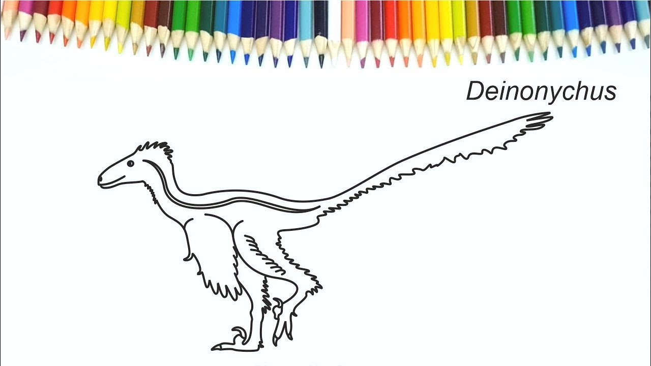 DEINONYCHUS aprender a dibujar y colorear para niños - Dibujar DINOSAURIOS para niños
