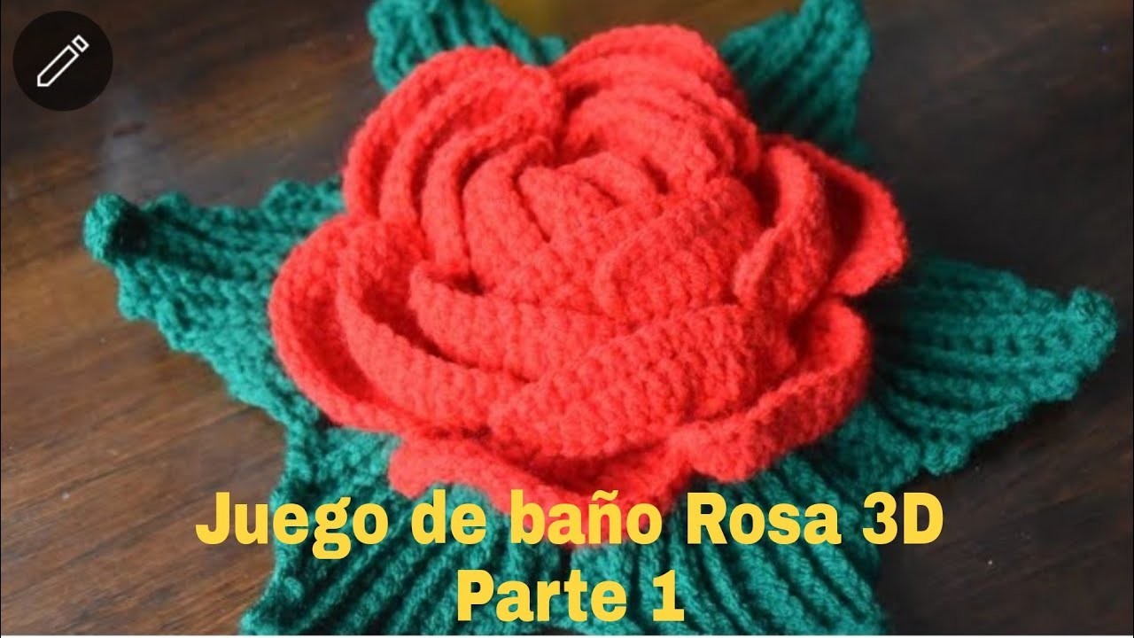 Rosa 3D de Crochet para juego de baño. Forro de baño. Toilet cover Parte 1