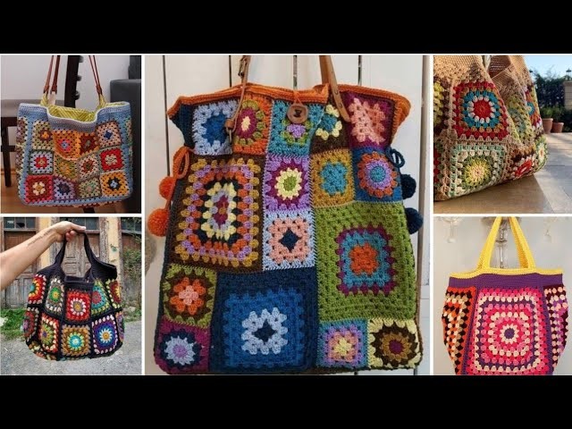 Bolso de gran tamaño colorido de ganchillo más hermoso.diseños de bolso de estilo boho 2023