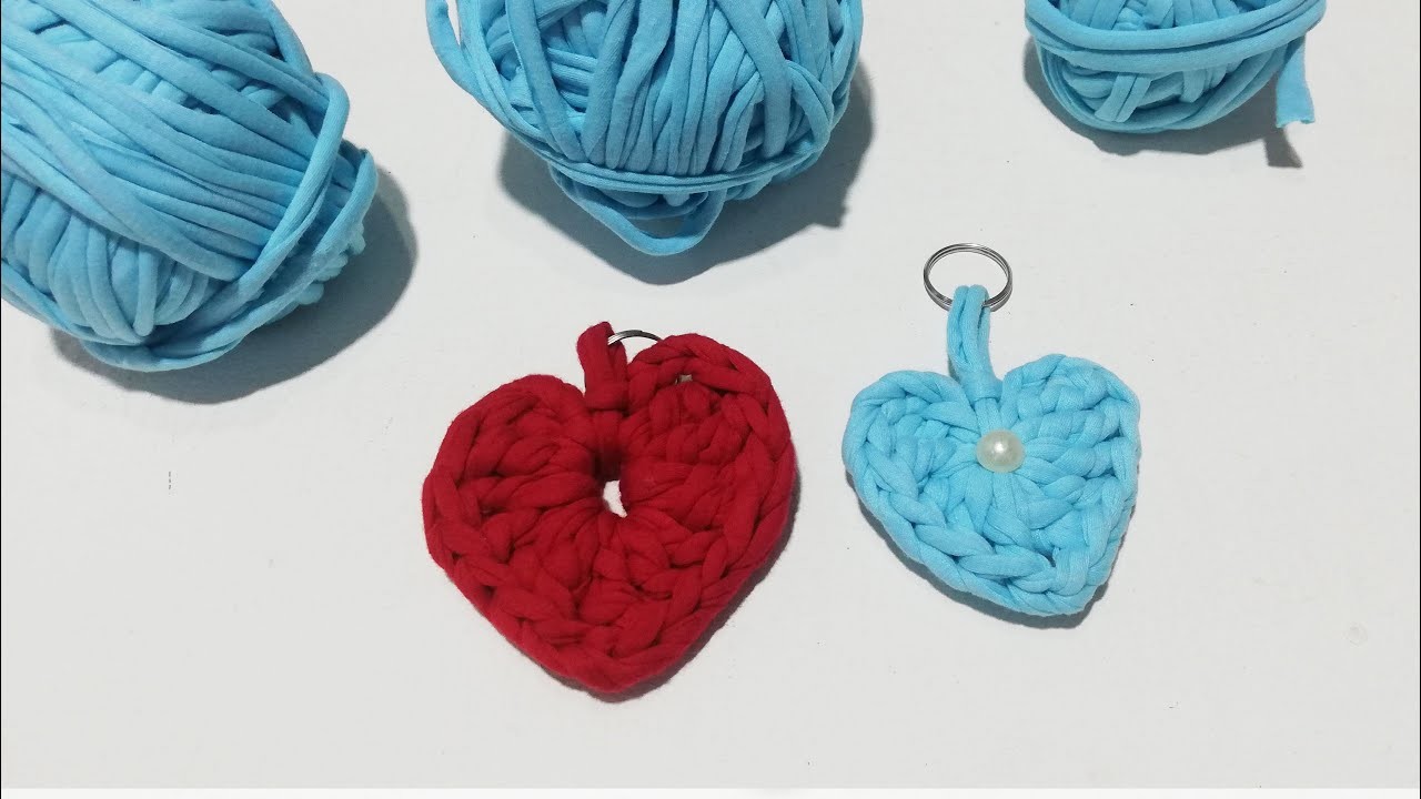 Corazón llavero tejido crochet - Trapillo