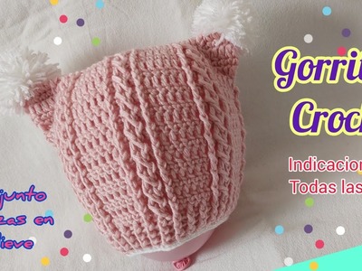 Gorro para bebé tejido a crochet gorro tejido con trenzas en relieve gorrito a crochet fácil