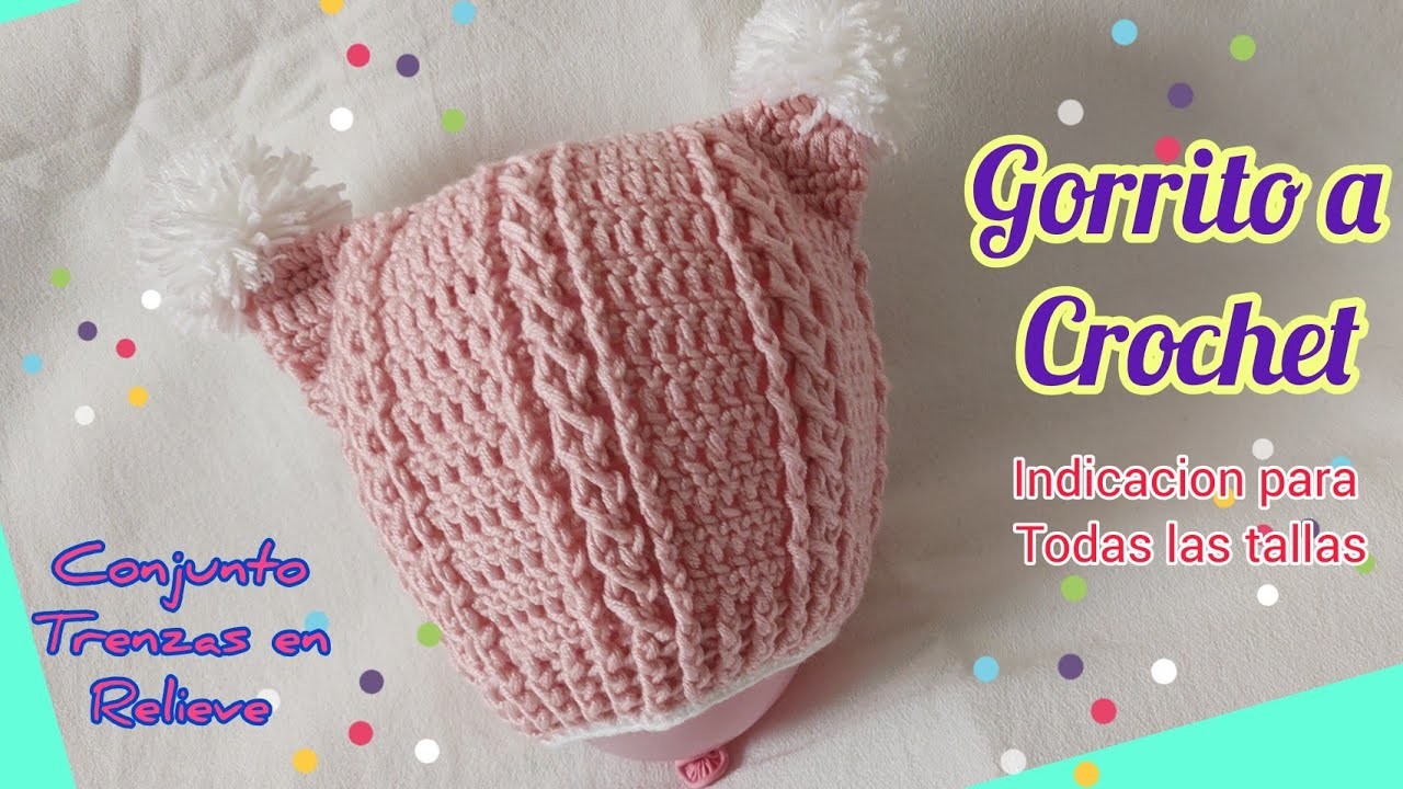 Gorro para bebé tejido a crochet gorro tejido con trenzas en relieve gorrito a crochet fácil