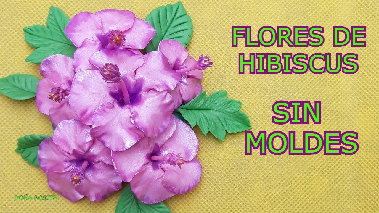 Como hacer flores en porcelana fria SIN MOLDES. Flores de Hibiscus ???????? super faciles de hacer