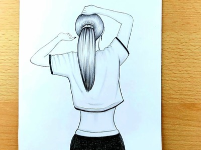 Dibujo una chica con el pelo largo paso a paso. Dibujos fáciles para principiantes. Dibujo a lápiz