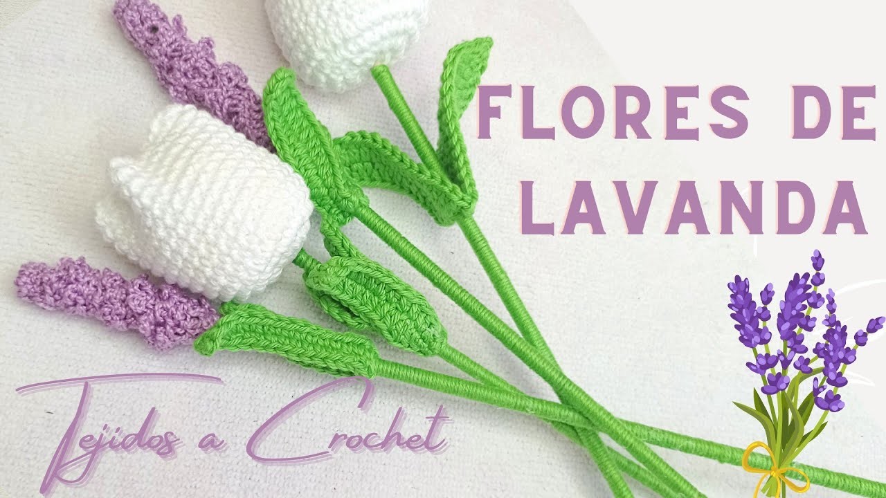 Flor Lavanda Tejida a Crochet Fácil. ramos de flores para el 14 de febrero. San Valentín