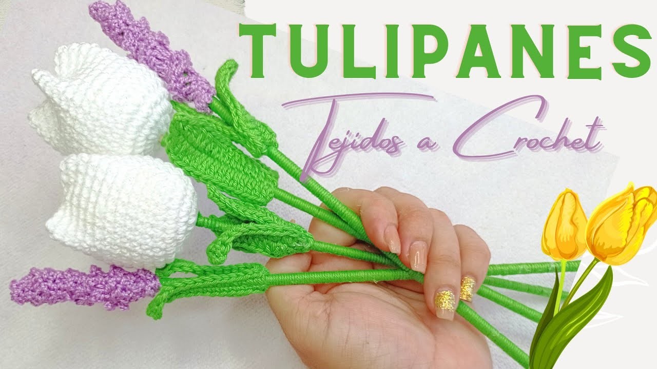 Tulipanes tejidos a crochet. tutorial paso a paso- Regalo para el 14 de febrero. San Valentín