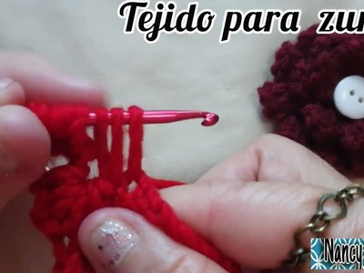 ????Zurdo:Modelo de flor punto #ganchillo tunecino paso a paso ????????????