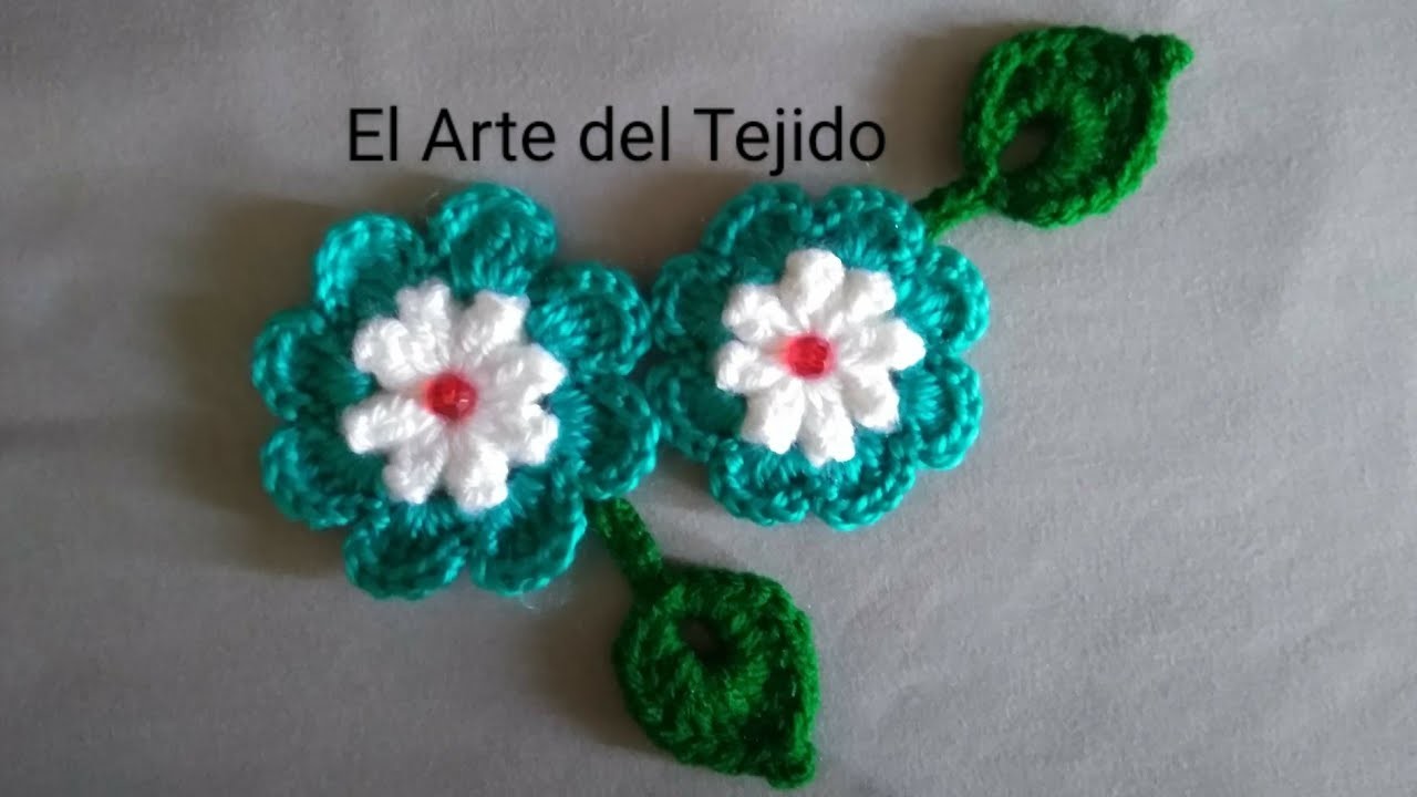 Cómo hacer flor y hoja faciles tejidas a crochet.tutorial