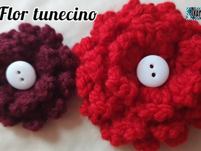????Diestro:Modelo de flor punto #ganchillo tunecino paso a paso ????????????