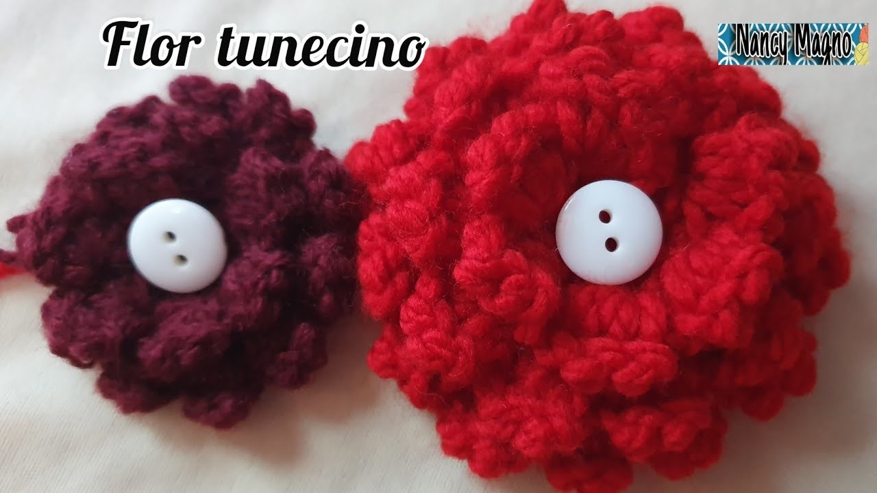 ????Diestro:Modelo de flor punto #ganchillo tunecino paso a paso ????????????