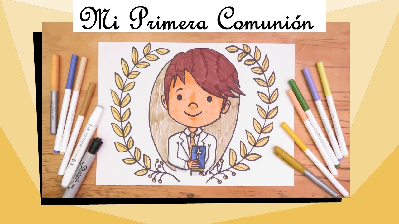 Dibuja la tarjeta de tu Primera Comunión Paso a paso (Niño)