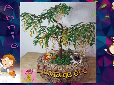 Tutorial: Como hacer un bonsai del árbol Lluvia de oro con chaquira y alambre ????#49