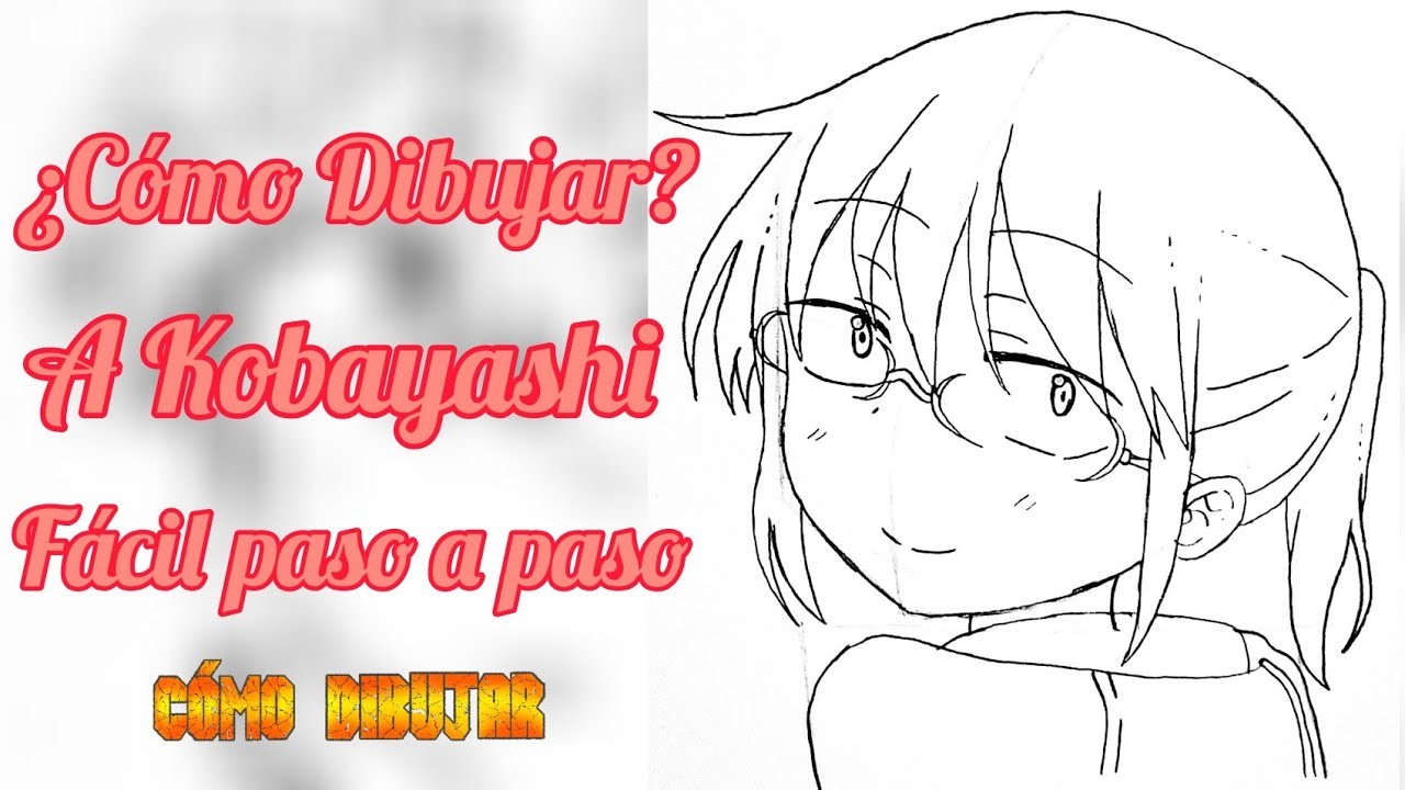 ¿Cómo Dibujar a Kobayashi del anime Kobayashi-san Chi no Maid Dragon?, fácil paso a paso.